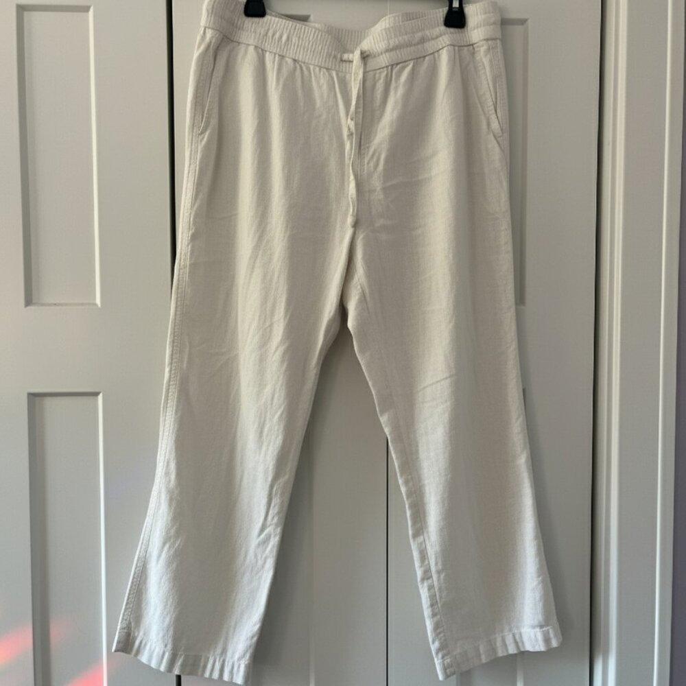White Ann Taylor Factory Linen Drawstring pants